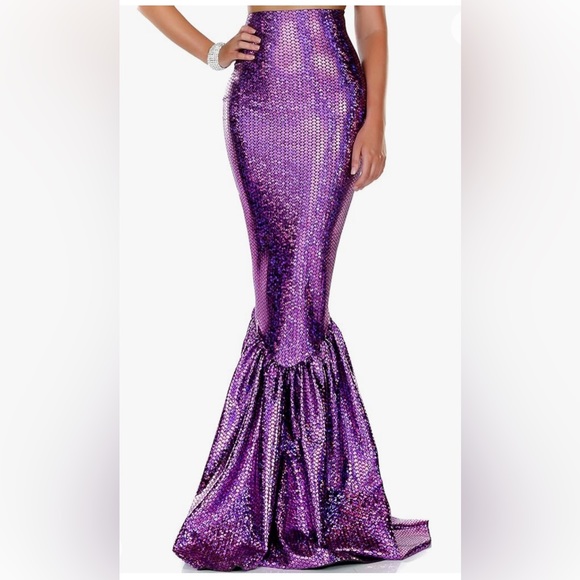 forplay Dresses & Skirts - FORPLAY HIGH WAISTED MERMAID SKIRT HOLOGRAM FINISHED WOMEN M/L PURPLE COSTUME